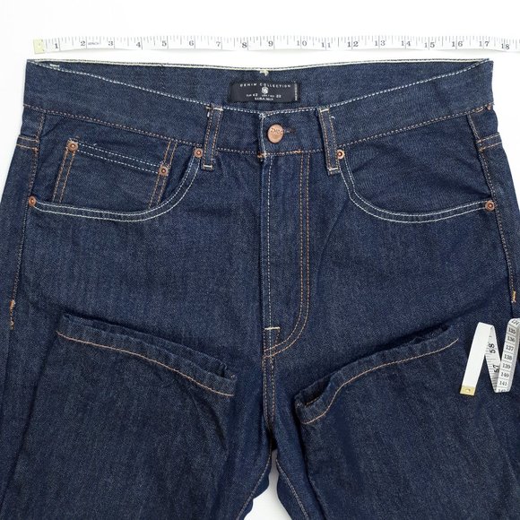 ZARA MAN DENIM COLLECTION High Waisted Straight Leg Jeans in Dark Wash - Picture 8 of 16